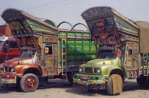 Afghani trucks- note the wooden doors.