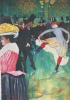 Painting, oil on canvas- Lautrec- Dance at the Moulin Rouge, recomposed for a tall canvas.