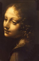 Painting, pastel on paper- Leonardo- Angel from the Madonna on the rocks.