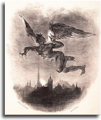 Delacroix's lithographic illustration for Goethe'e Mephistopheles