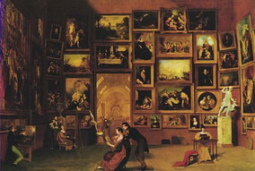 Click for an interesting interactive map of this painting by Samuel Morse of a gallery in the Louvre provided by Washington university (in new window).