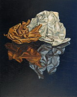 Crumpled paper- oils on wooden panel 10 x 8 inches
