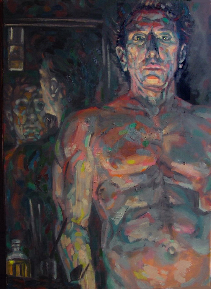 Portrait: oil on canvas. Self portrait April 2006