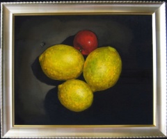 Lemons & plum, oils on board 8 x 10 inches (20 x 26 cm)