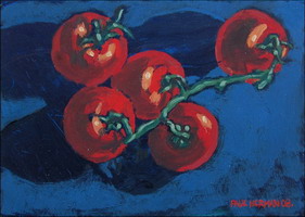 Tomatoes, oils on panel 5 x 7 inches