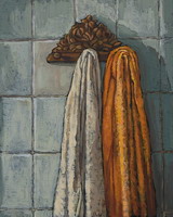 Towels- oils on wooden panel 10 x 8 inches