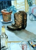 Watercolour, Boots. 30 x 20 cm